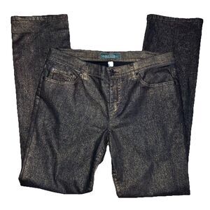 LAUREN RALPH LAUREN JEANS CO 10 MODERN STRAIGHT Black Gold Cotton Denim Stretch